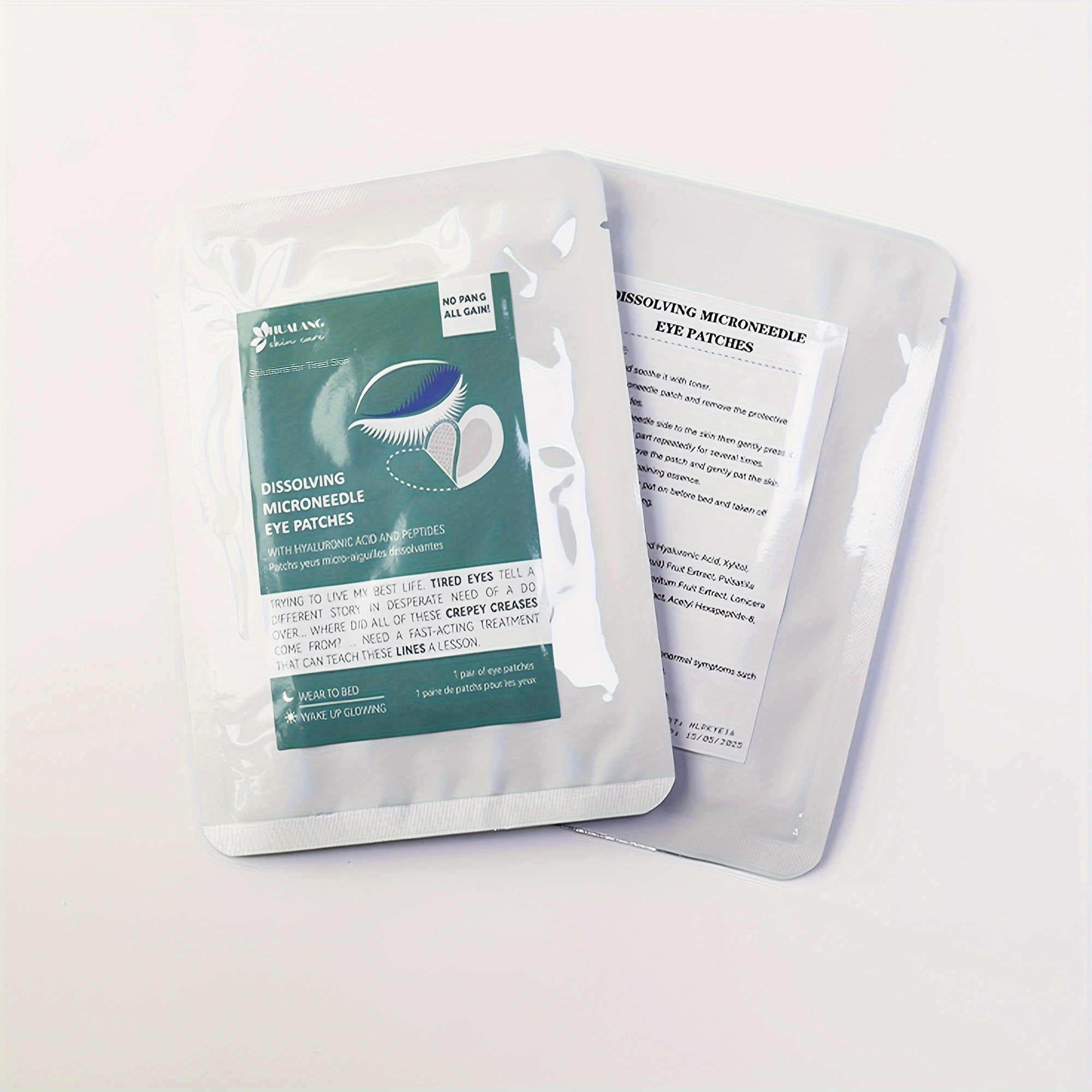 Unisex Under Eye Patch with Dissolving Microneedles and Hyaluronic Acid