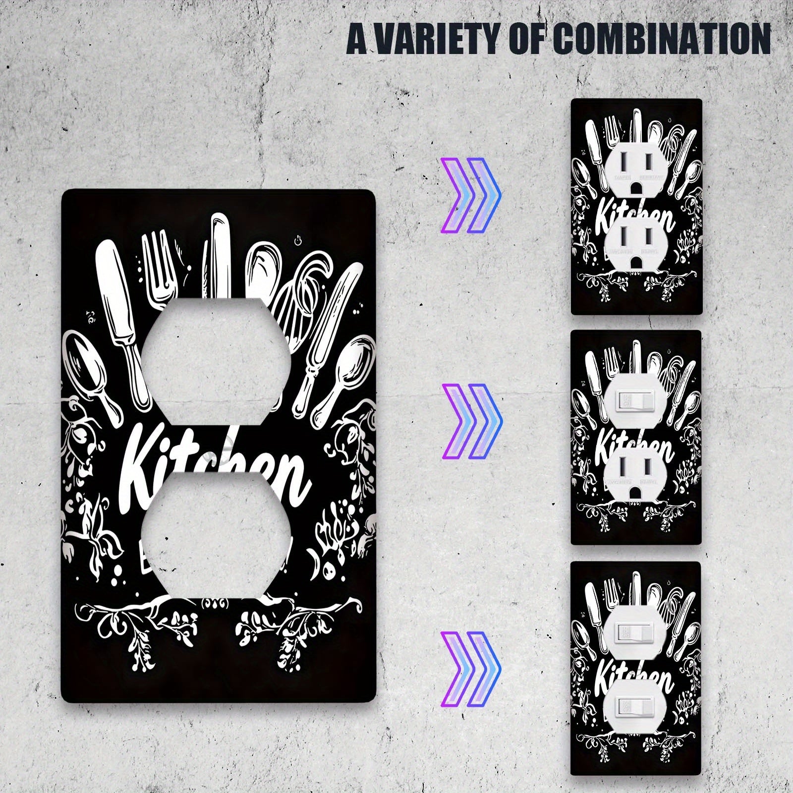 Cubierta decorativa para interruptor de pared con forma de cuchillo y tenedor, cubierta de plástico para enchufe, decoración para cocina, hogar y oficina