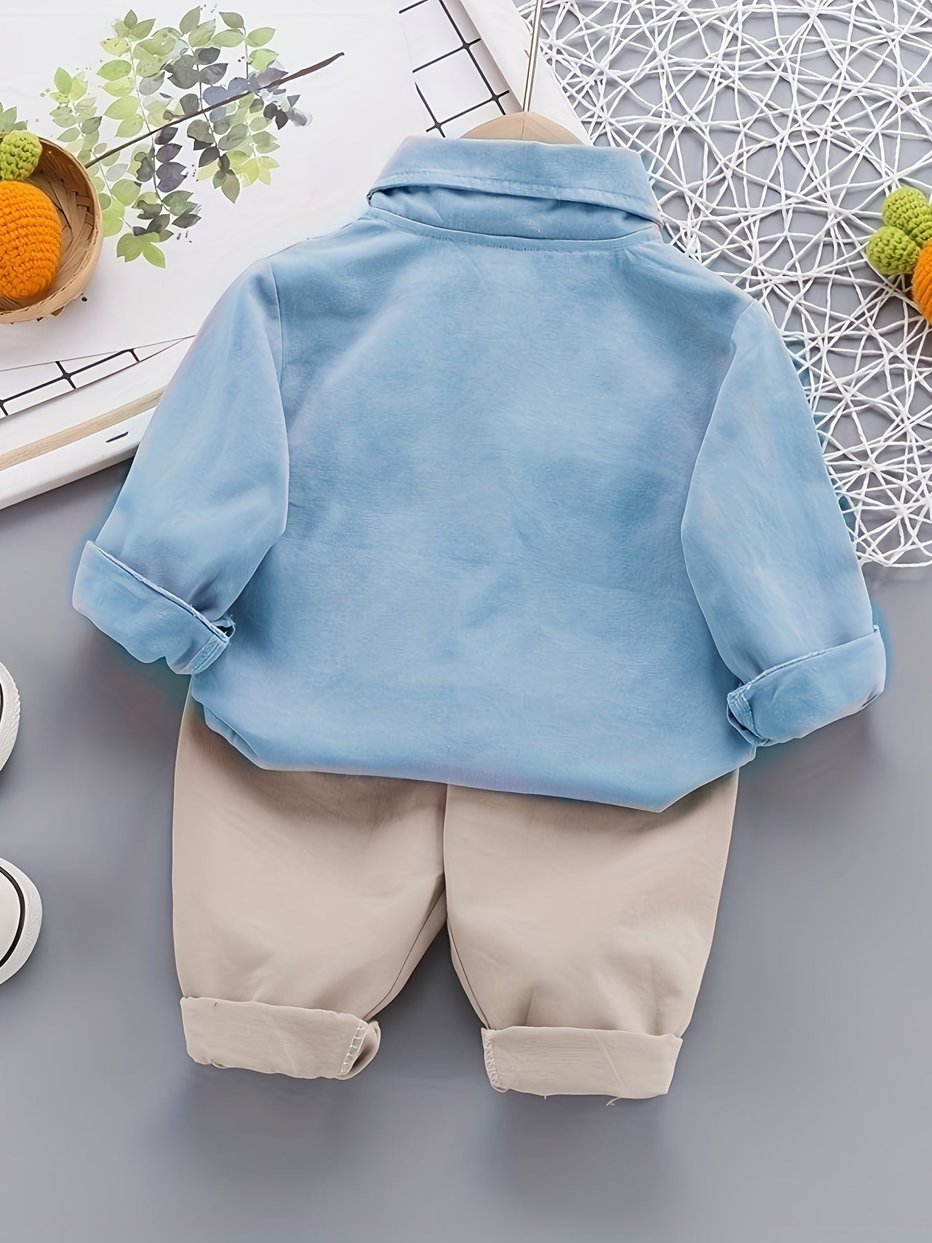 Baby Boy Casual Dinosaur Shirt and Pants Set Long Sleeve Spring Fall Cotton