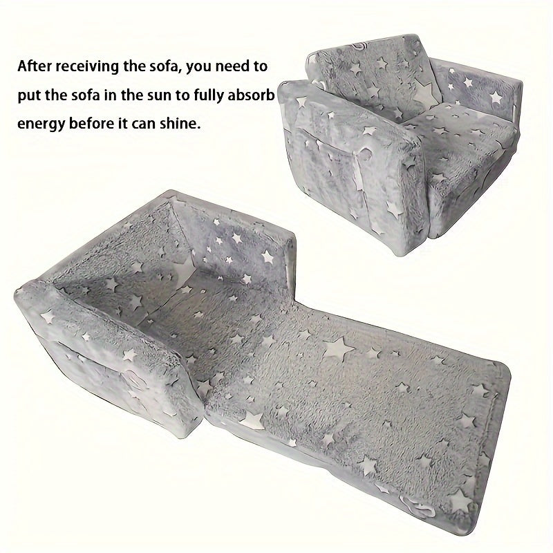 Sofá para niños que brilla en la oscuridad, plegable, de espuma viscoelástica, limpieza puntual, poliéster