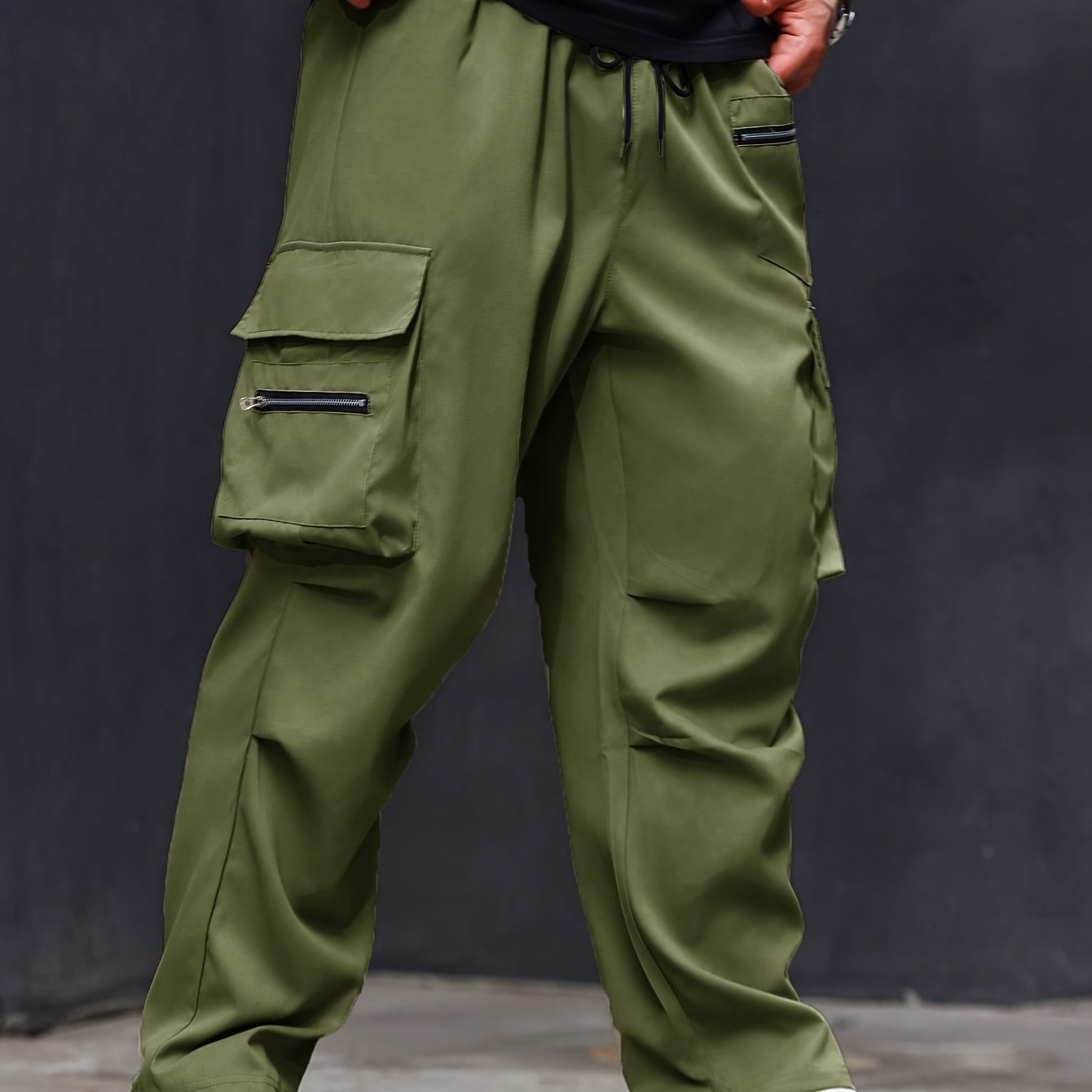 Plus Size Men's Cargo Pants Athletic Casual Regular Fit Solid Polyester