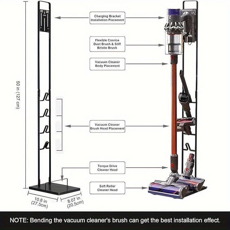 Wall-Mounted Charging Holder for Cordless Vacuum Cleaners and Accessories Metal Storage Stand