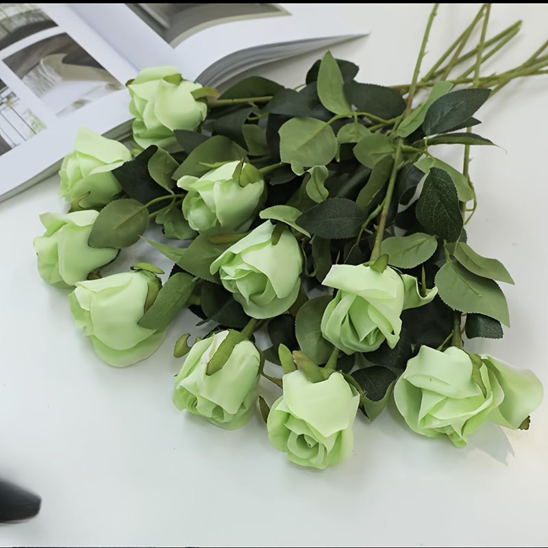 Artificial Roses with Stems for DIY Decorations and Events, 10 Pack
