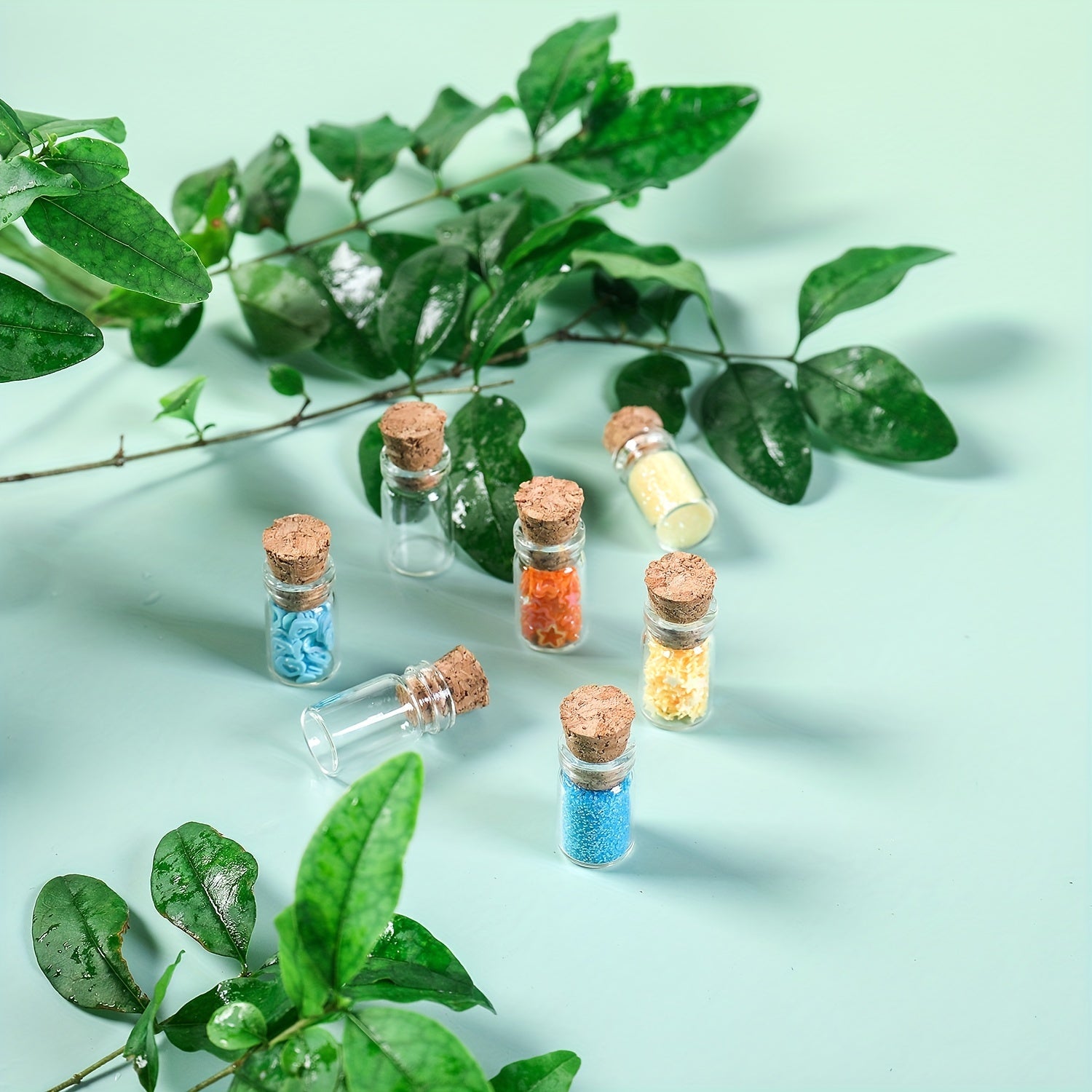 Мини-стеклянные баночки 0,5 мл для блесток для ногтей, специй, многоразовые пробки, винтовые крышки