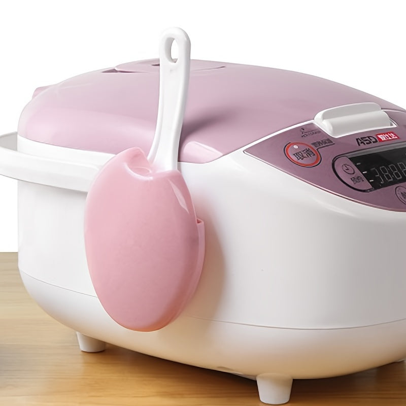 "Guruch qoshiq ushlagichi, vakuumli qopqoq bilan - Elektr energiyasiz materialdan tayyorlangan, guruch spatulasi uchun qulay oshxona saqlash tokchasi - O'lchami: 8.99x3.0sm"