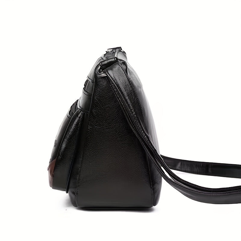 Black Crossbody Bag with Adjustable Strap Zipper Closure Tassel Detail for Casual Use