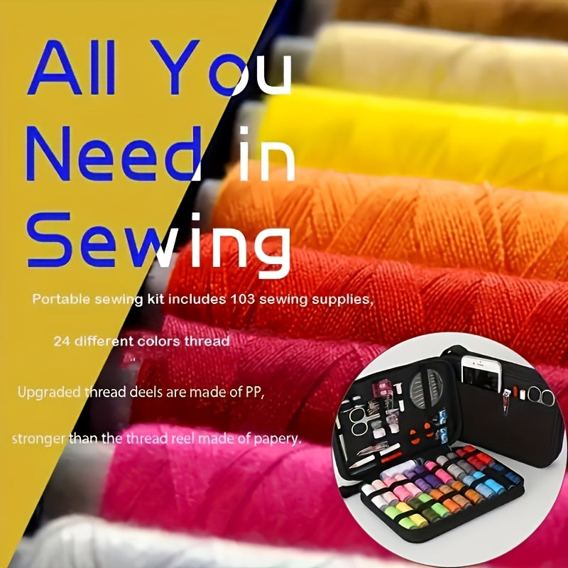 27-детальный портативный набор для шитья с яркими нитками, иглами и необходимыми принадлежностями для дома, офиса или путешествий.