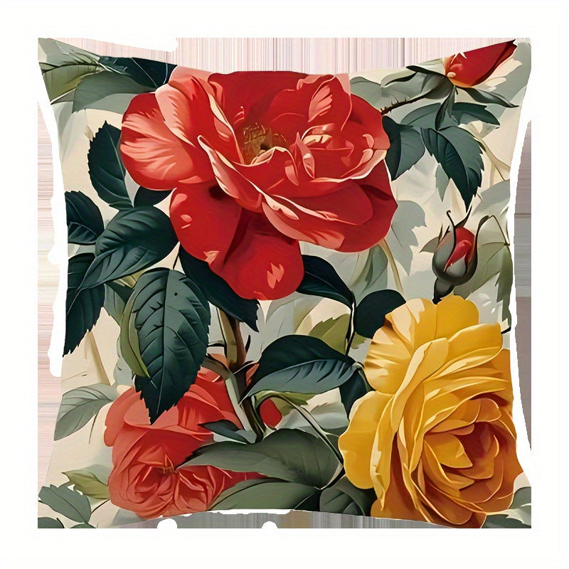 Zippered Polyester Cushion Cover with French Floral Design for Home Decor