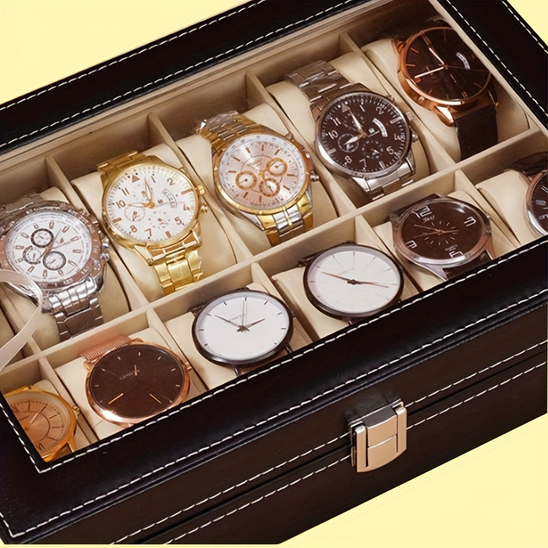 Luxury Travel Watch Storage Box with High Capacity and Retro Design for 6, 10, or 12 Watches