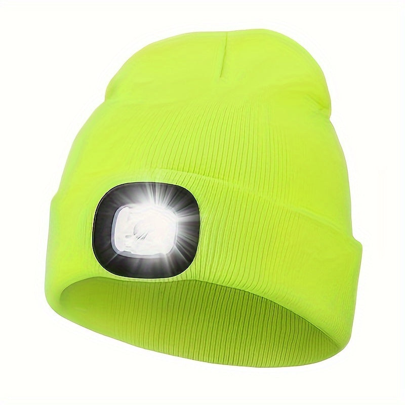 Unisex LED Beanie Hat with 4 LEDs for Night Walking Camping and Fishing