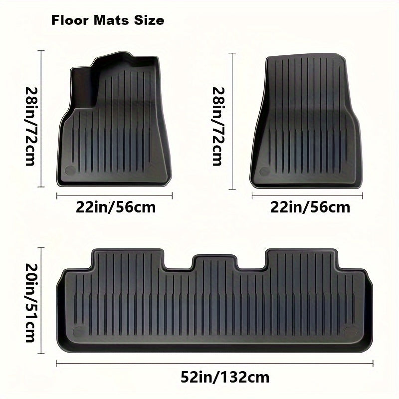 All-Weather TPE Floor Mats for Tesla Model Y Full Set Durable Liners