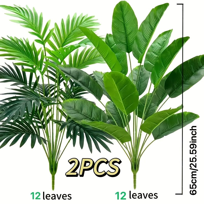 Juego de 2 plantas de palma artificial para decoración de hogar y oficina primavera verano plástico