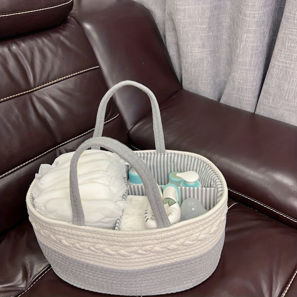 Nursery Storage Organizer Rope Basket for Diapers and Toys for Boys and Girls