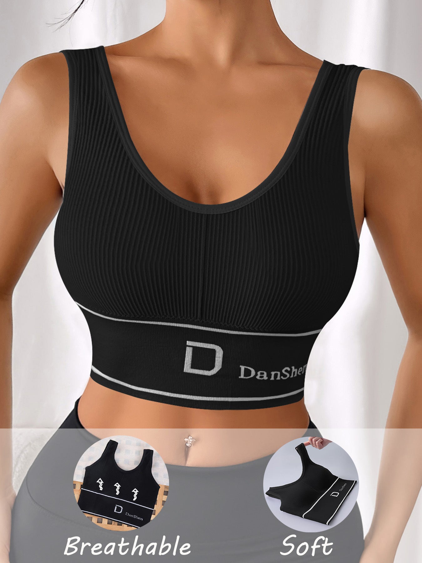 Plus Size Sports Bra Tank Top Non-Padded Backless Yoga Running