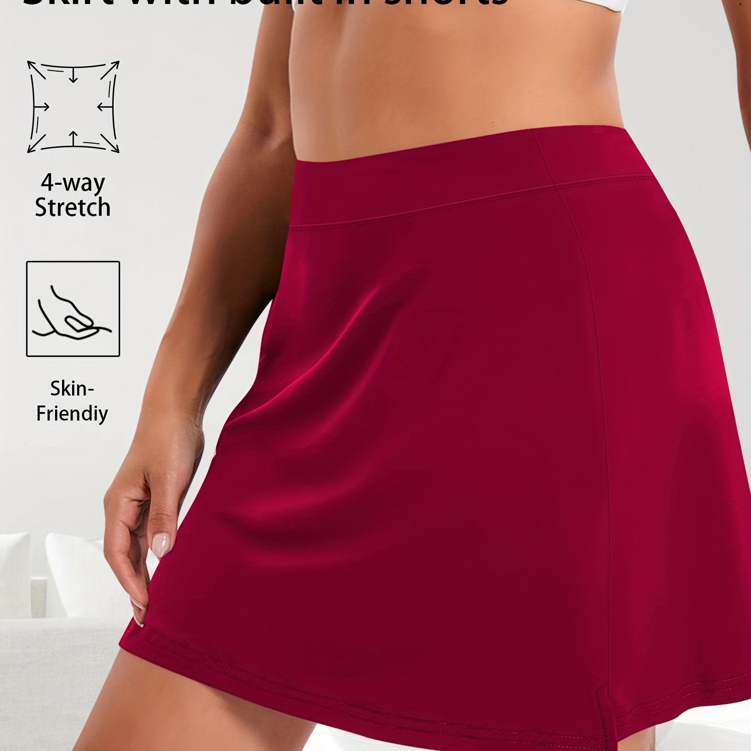 Falda de mujer de talla grande de cintura alta en línea A con elastano, ropa casual para la oficina