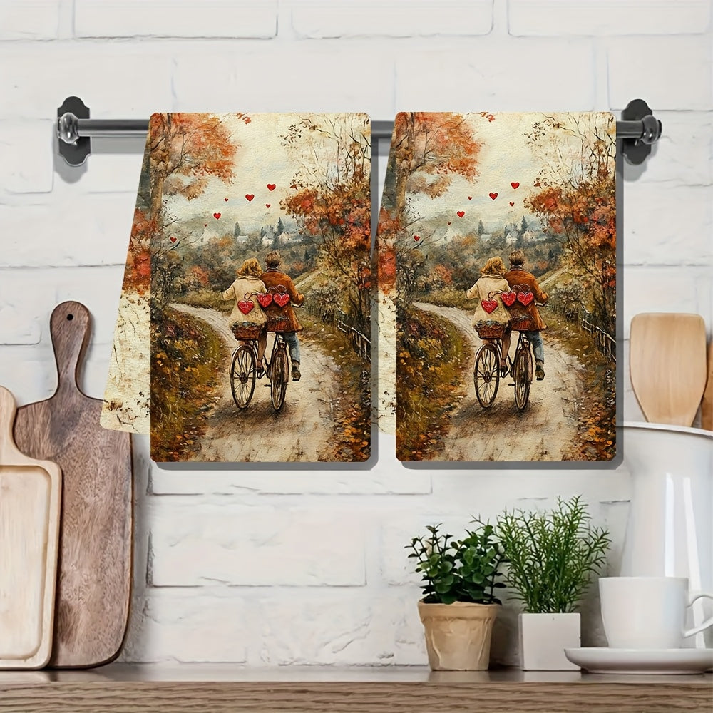 Set of 2 Ultra Soft Kitchen Towels 16x24 Absorbent Dish Hand Towels