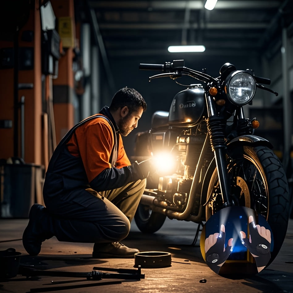 Unisex LED Flashlight Gloves 1/2 Pair, Hands-Free Work Lighting Gifts