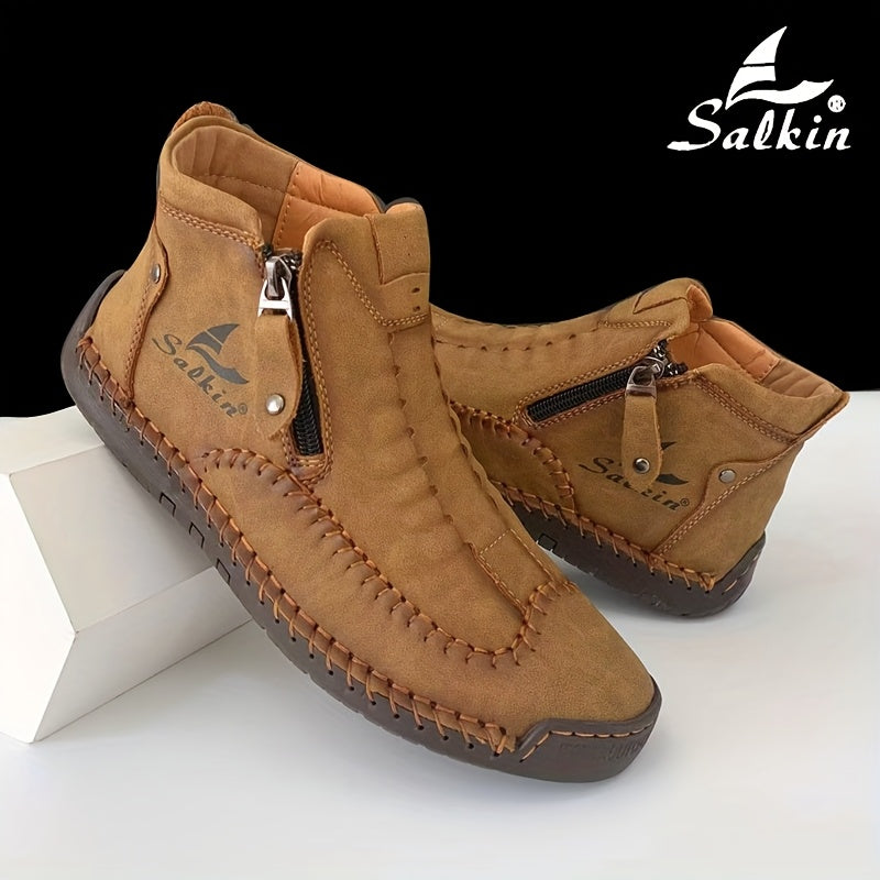 Women's Leather Short Boots Casual Outdoor Flat Booties