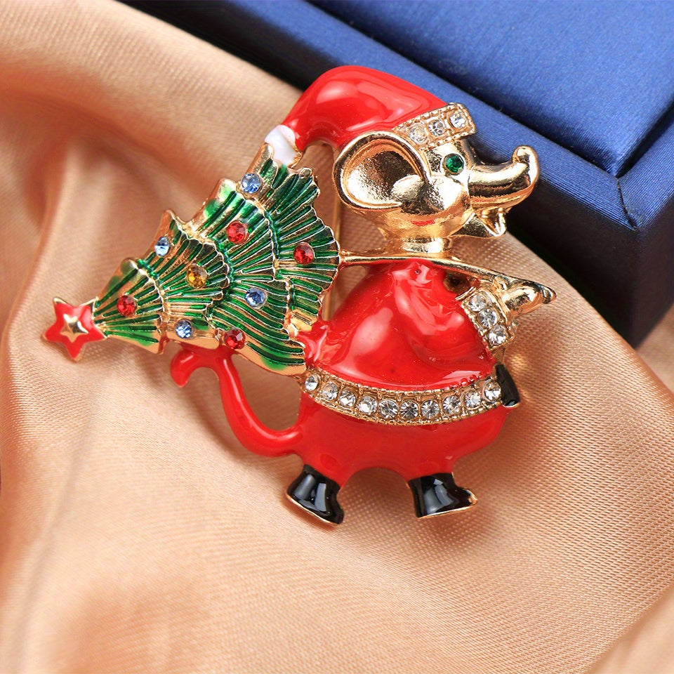 Festive Christmas Tree Mouse Enamel Pin Holiday Holiday Gift Accessory