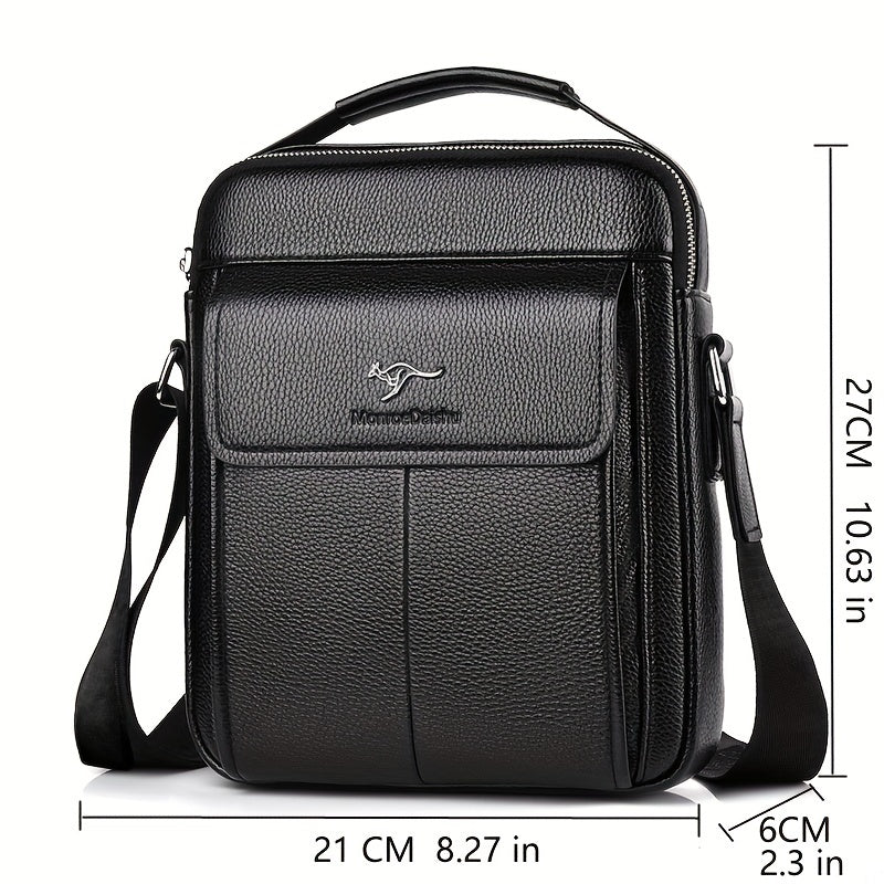 Men's Synthetic Leather Crossbody Bag Brown Adjustable Multiple Compartments Vertical Design for Daily Commute or Gift