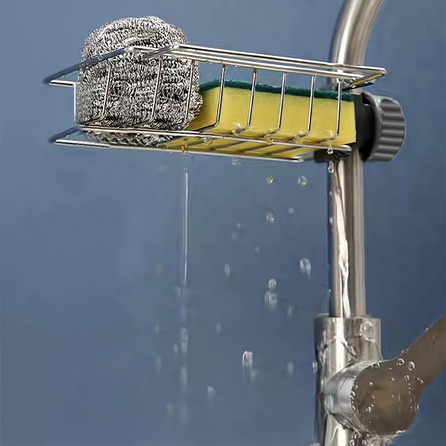 Organizador de fregadero de cocina de acero inoxidable para almacenamiento de esponja y jabón