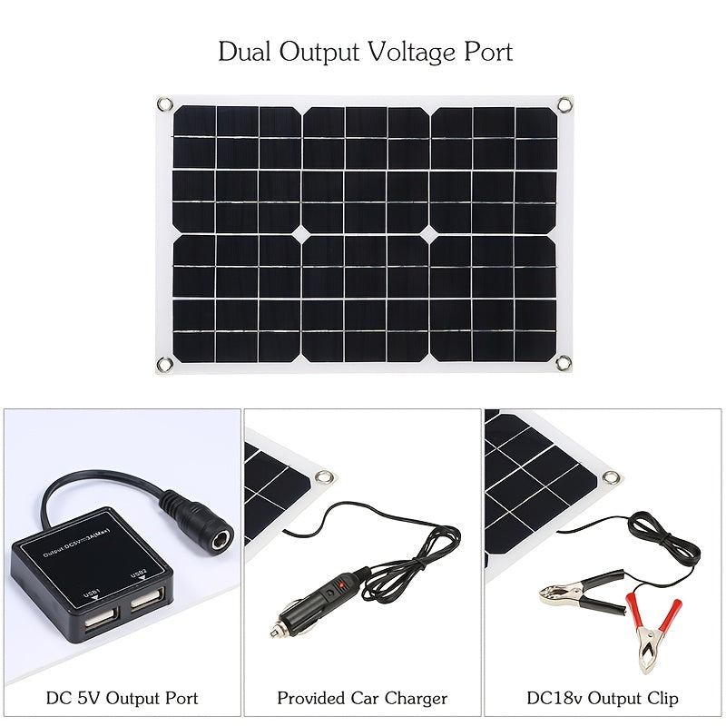300W Monocrystalline Solar Panel Kit with Car Inverter and 12V to 220V Smart Charging