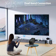 Mini Projector 4K Support 260 ANSI Brightness 5G WiFi 180° Swivel