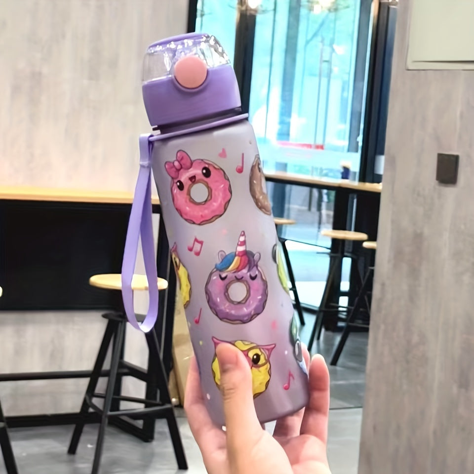 Cute Donut Design Water Bottle 700ml BPA-Free High-Temp Resistant Portable Leak-Proof Outdoor Use