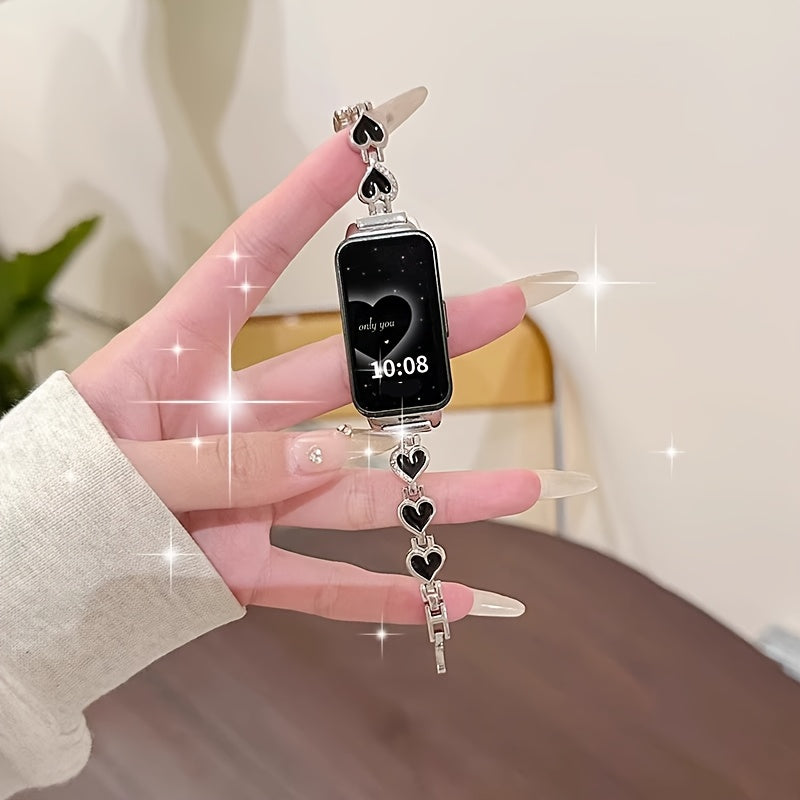 Stainless Steel Heart-Shaped Smartwatch Band NFC Quick Release for Huawei 9/8