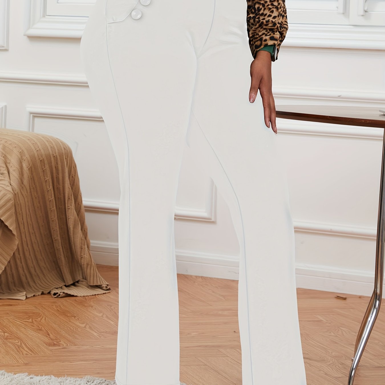 Women's Plus Size Stretch Wrinkle-Free Pull-On Dress Pants with Pockets