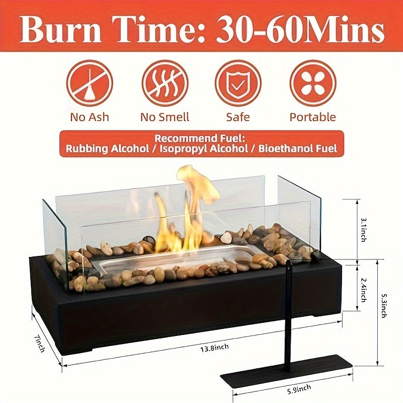 Modern Style Alcohol Fireplace with Glass Refractor Indoor Outdoor Windproof
