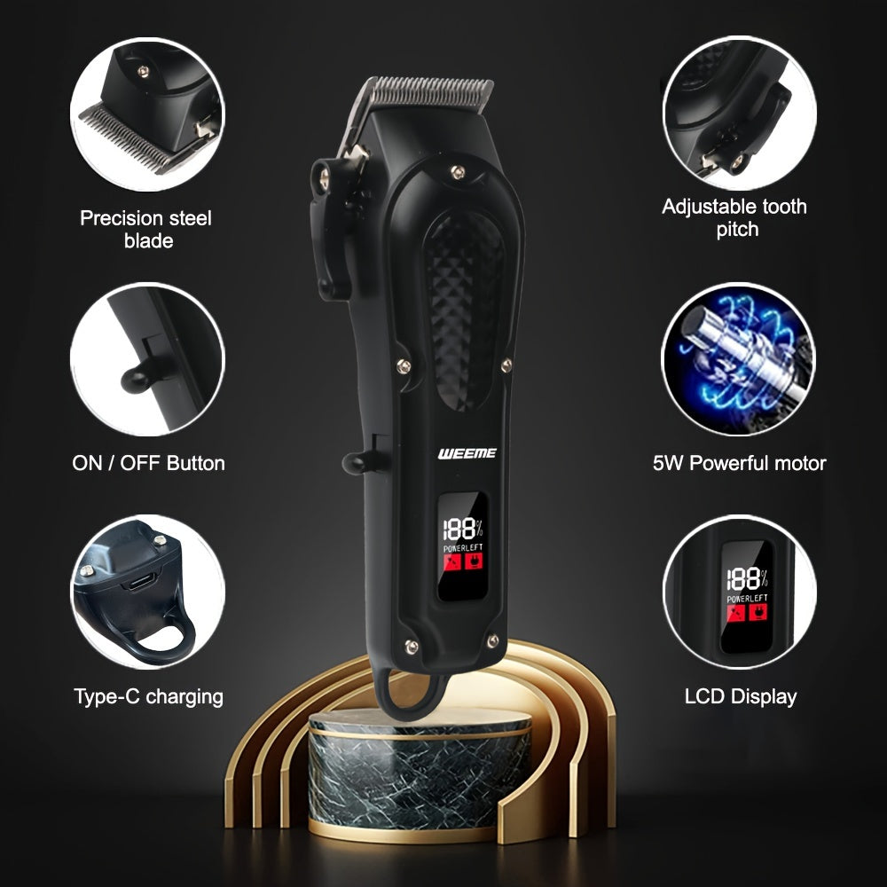 Black Light Digital Display Electric Shaver Set with USB Charging and LCD Screen for Men
