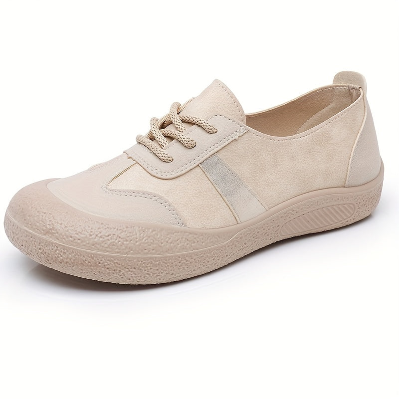 Women's Casual Flat Shoes Leather Comfortable Slip-On Footwear