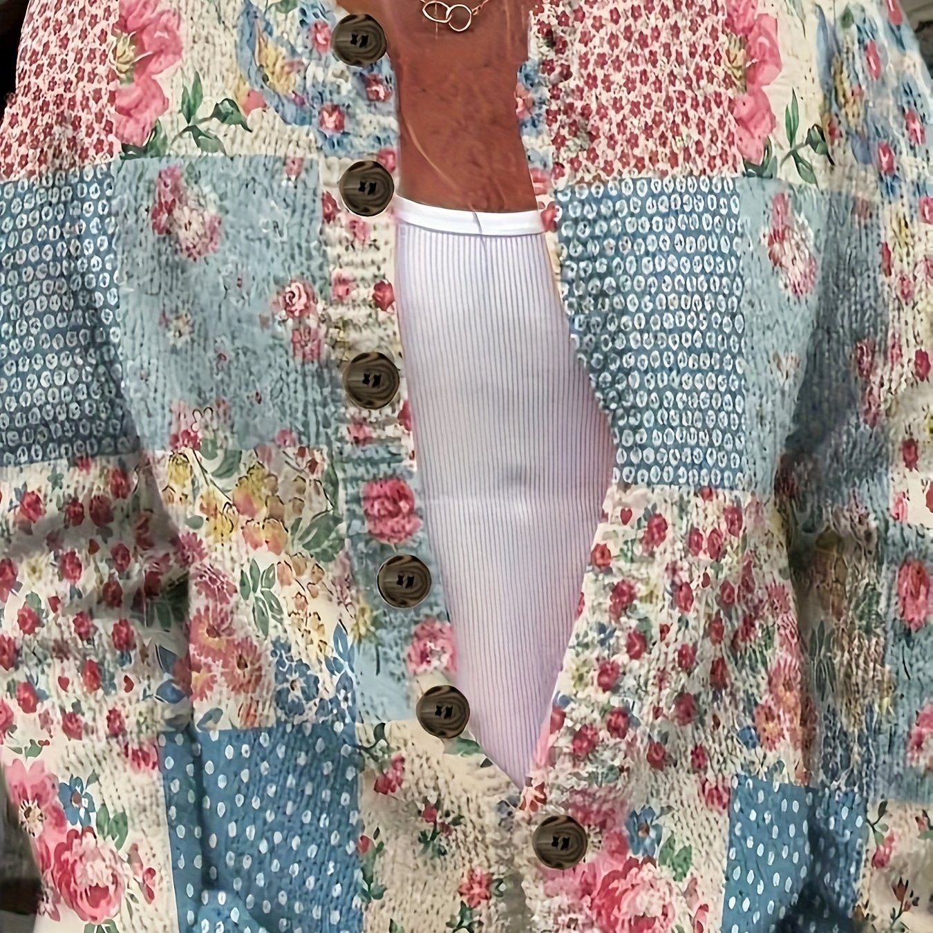 Plus o'lchamli ayollar uchun gul bosma cardigan yengil bahor va kuz ochiq oldi sviter