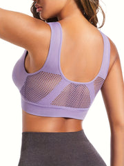 Women’s Plus Size Sports Bra V-Neck Sleeveless Breathable Mesh Support