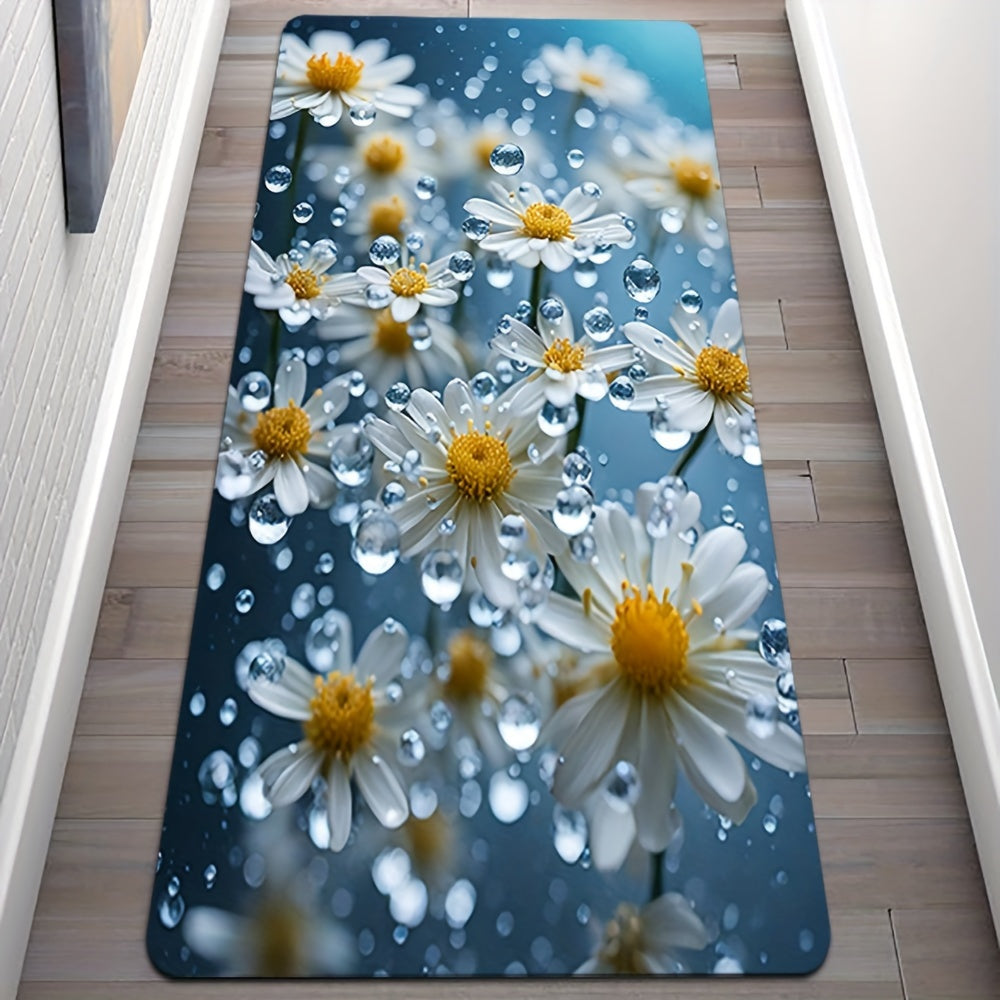 Small Daisies in the Rain Bathroom Carpet Thick Soft Kitchen Living Bedroom Floor Mat Machine Washable