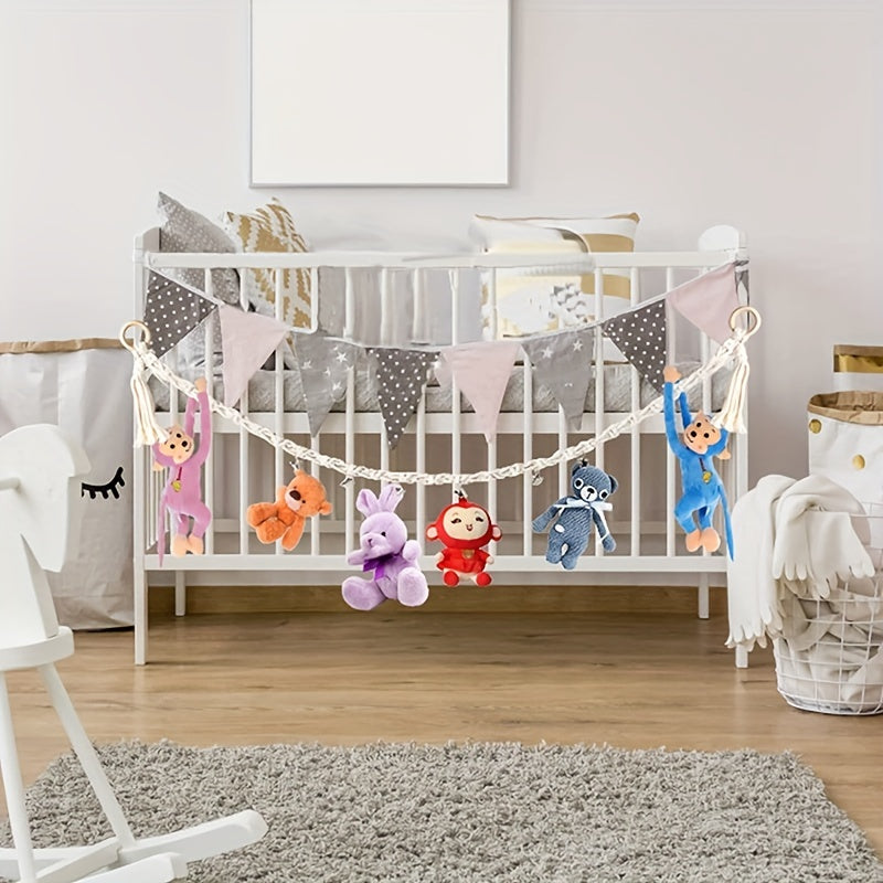 Toy Storage Organizer with 20 Metal Clips Hanging Chain for Plush Toys Hats Socks and Holiday Cards