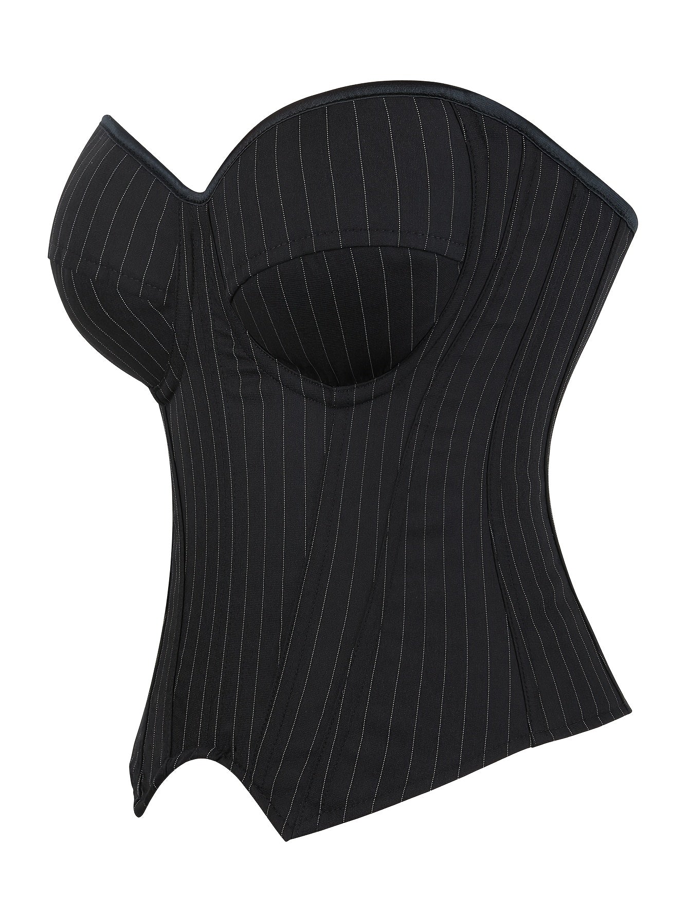 Women's Striped Strapless Corset Top with Built-in Bra Cups and Polyester Elastane Fabric