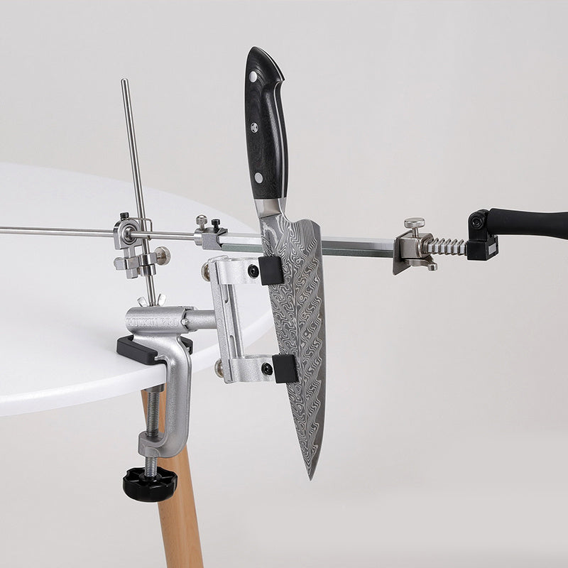 RUIXIN Professional Kitchen Knife Sharpener moslashuvchan burchak, olmos shagʻal, temir konstruktsiya, turli xil pichoq uchun qoʻlda silliqlash tizimi bilan. Oshxona silliqlash tizimi bilan chiroyli