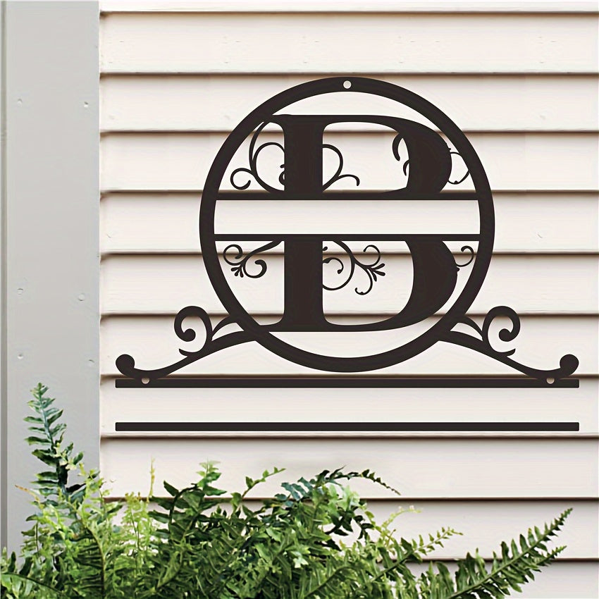 Maxsus metall oilaviy nom yozuvi bilan monogram va familiya, ob-havo sharoitiga chidamli, bardoshli va teksturali yakuniy uchun uy bezaklari