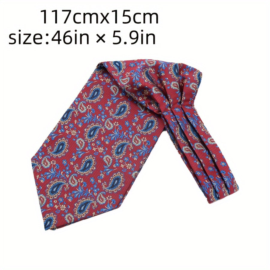 Men's Burgundy Blue Flower Suit Neck Scarf Casual Formal Dress Shirt Accessory