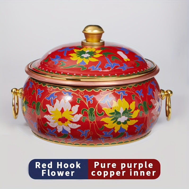 Single Serving Hot Pot Copper Enamel Cookware Induction Compatible Dishwasher Safe