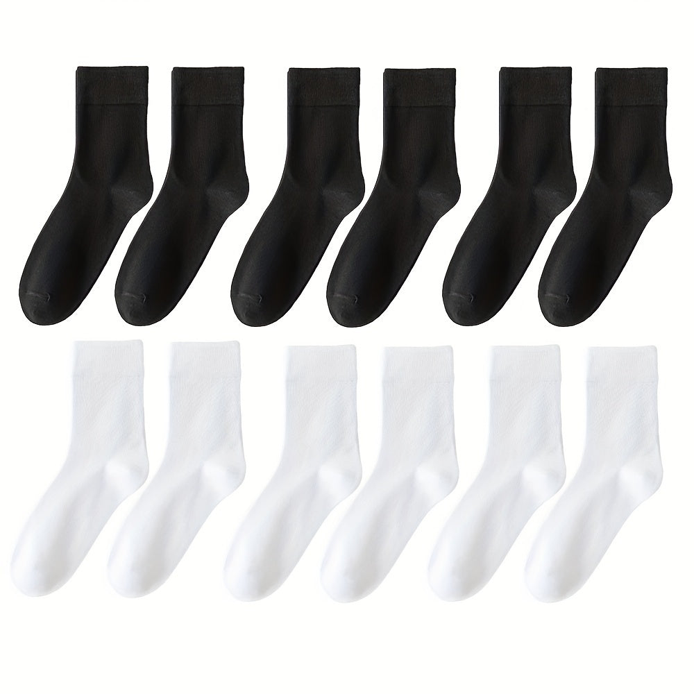 Unisex Cotton Crew Socks 6 Pairs Breathable Sweat-Absorbing Comfortable