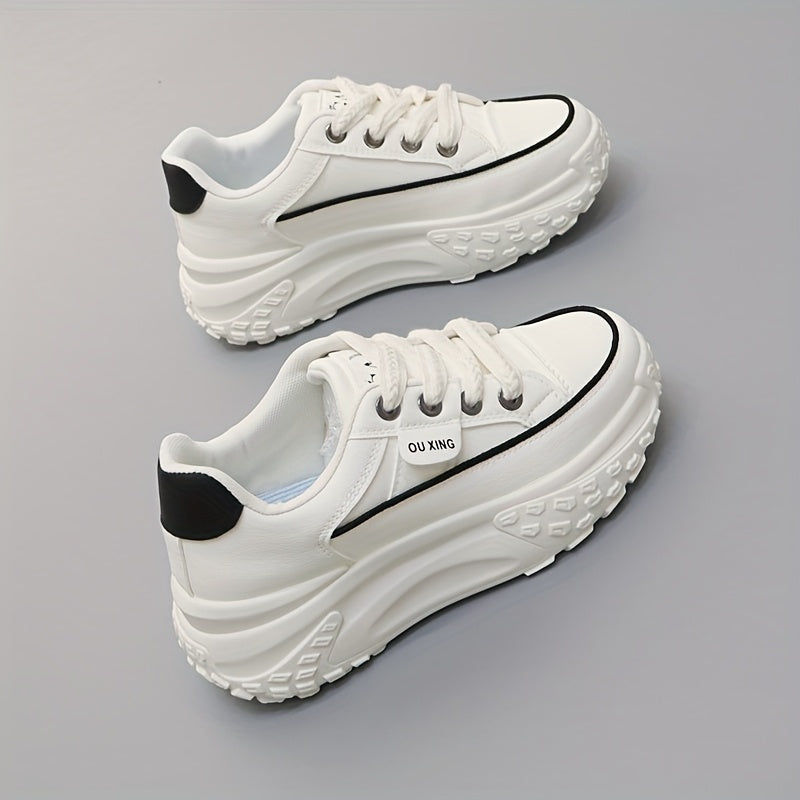 Women's Thick-Soled Comfortable White Casual Sneakers