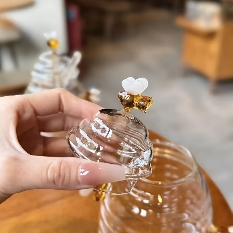 Animal-Themed Glass Honey Jar with Lid for Kitchen and Dining