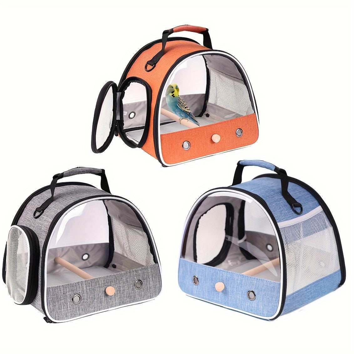 Small Linen Bird Travel Carrier Cage for Budgies Parakeets and Small Parrots Orange