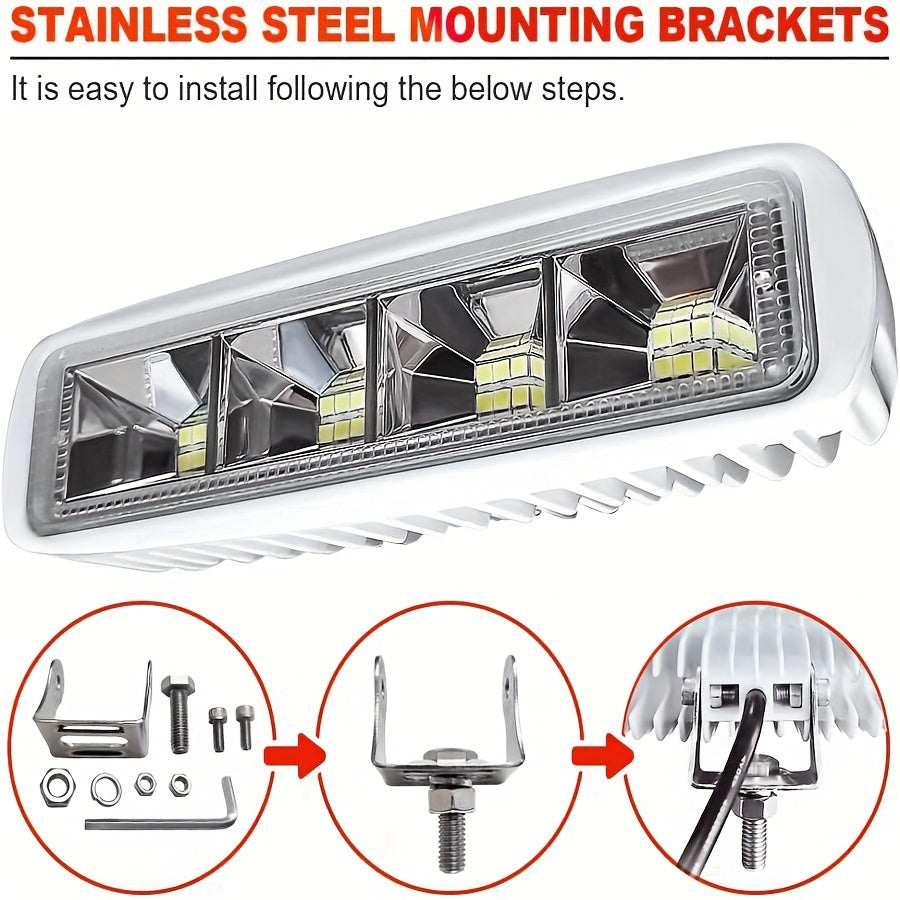 2 Pack 72W 20000LM LED Work Light Bars Off-Road Fog Lights for Truck Jeep ATV
