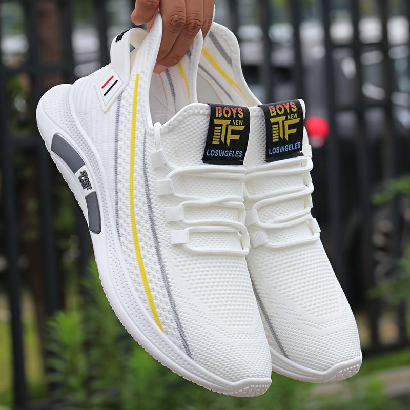 Zapatillas de punto tejidas para hombre para actividades al aire libre suela de goma antideslizante zapatos casuales con cordones