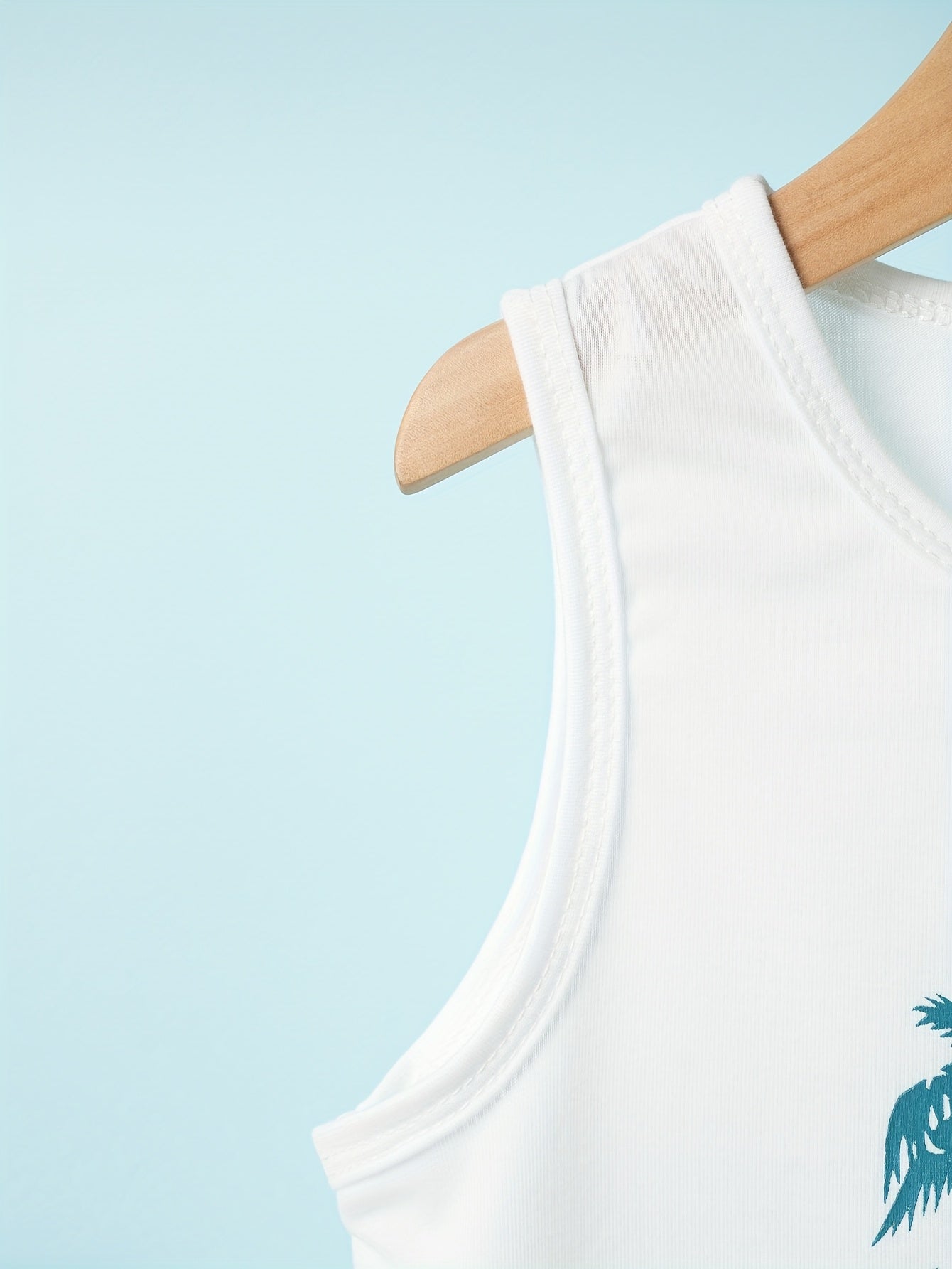 Boys' 3-Piece Tropical Leaf Print Tank Top and Shorts Set Breathable Knit Fabric