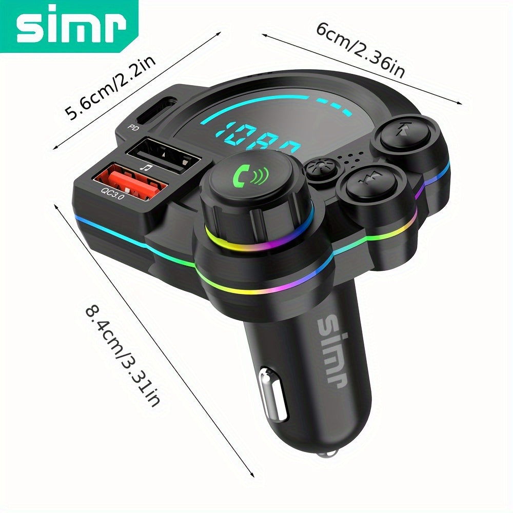 Wireless Car FM Transmitter USB MP3 Player with RGB Lights and Bass Sound